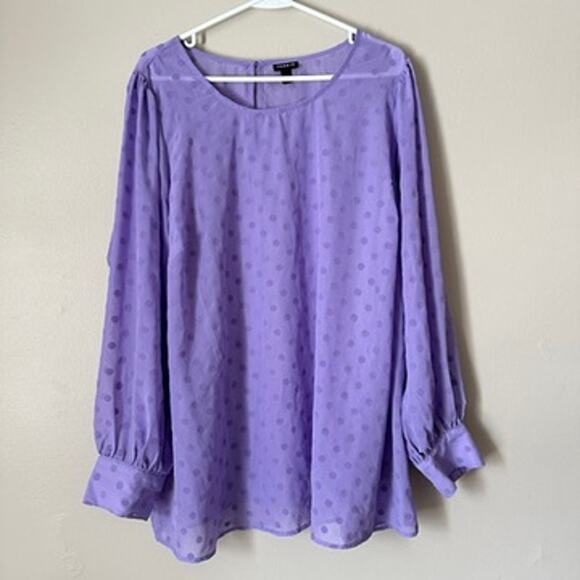 torrid Tops - Torrid Chiffon Clip Dot Puff Sleeve Top Womens Plus 3X Purple Career Preppy